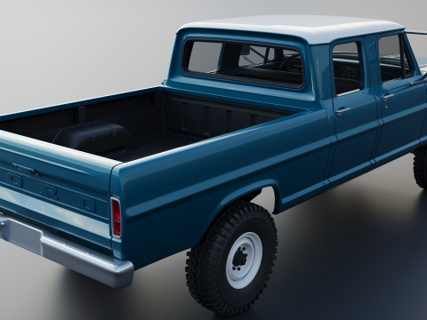 Pickup Truck F250 Crew Cab 1969 Modèles 3D en vedette