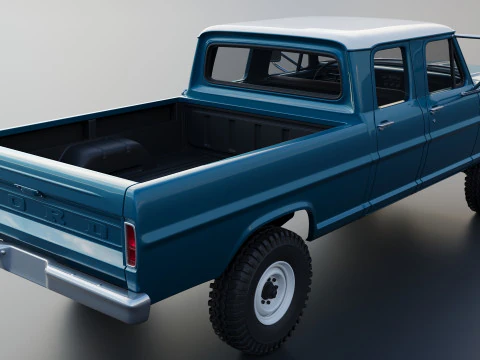 Pickup Truck F250 Crew Cab 1969 3D Print Model