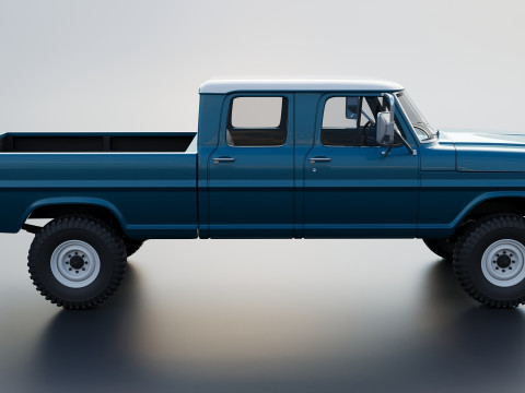 Pickup Truck F250 Crew Cab 1969 Modèles 3D en vedette
