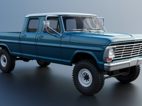 Pickup Truck F250 Crew Cab 1969 Modèles 3D en vedette