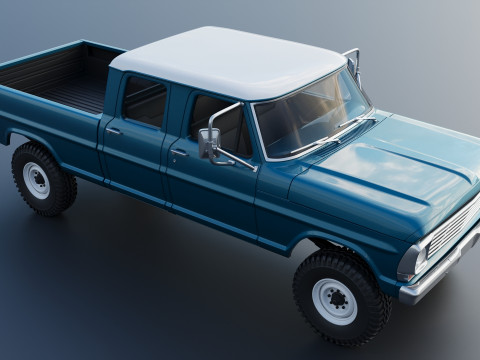 Pickup Truck F250 Crew Cab 1969 Modèles 3D en vedette