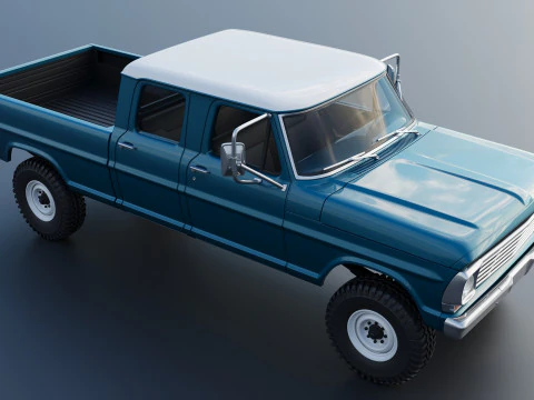Pickup Truck F250 Crew Cab 1969 3D Print Model