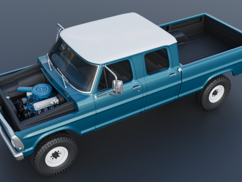 Pickup Truck F250 Crew Cab 1969 Modèles 3D en vedette