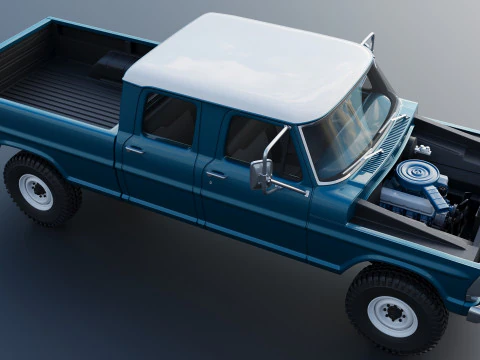 Pickup Truck F250 Crew Cab 1969 3D Print Model