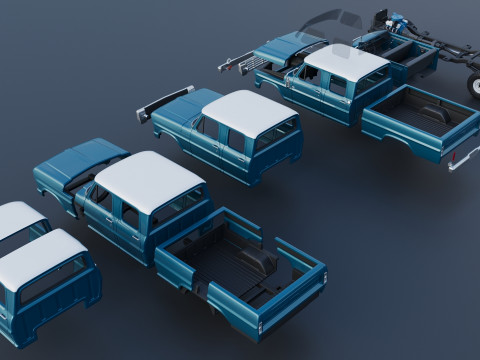 Pickup Truck F250 Crew Cab 1969 Modèles 3D en vedette