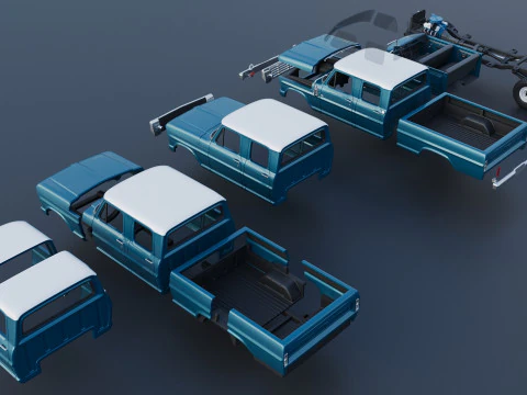 Pickup Truck F250 Crew Cab 1969 3D Print Model