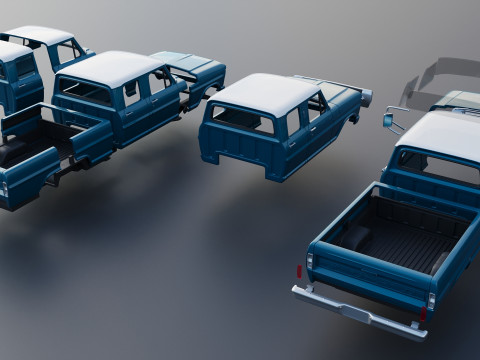 Pickup Truck F250 Crew Cab 1969 Modèles 3D en vedette