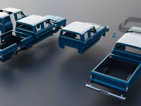 Pickup Truck F250 Crew Cab 1969 3D Print Model