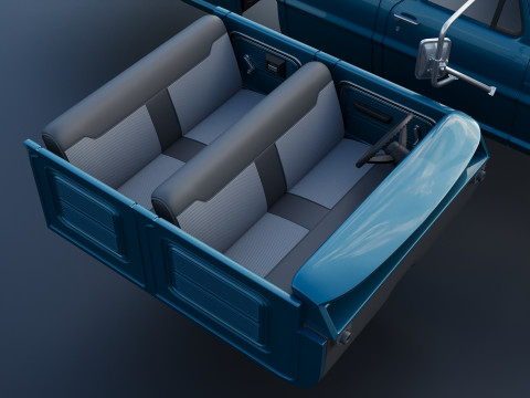 Pickup Truck F250 Crew Cab 1969 Modèles 3D en vedette