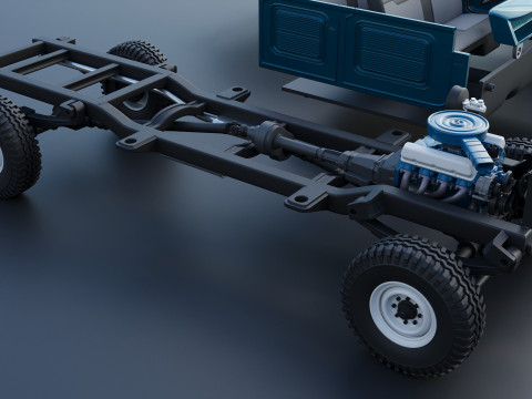 Pickup Truck F250 Crew Cab 1969 Modèles 3D en vedette