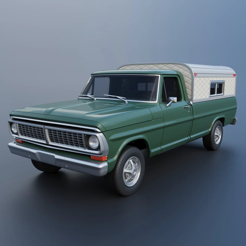 F-100 Camper 1970 3D Print Model .c4d .max .obj .3ds .fbx .stl .blend