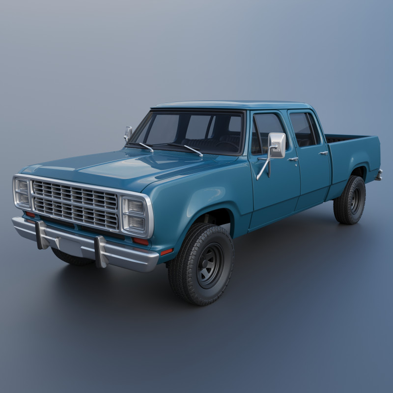 Dodge W200 Crew Cab 1979 3D प्रिंट मॉडल .c4d .max .obj .3ds .fbx .stl .blend 