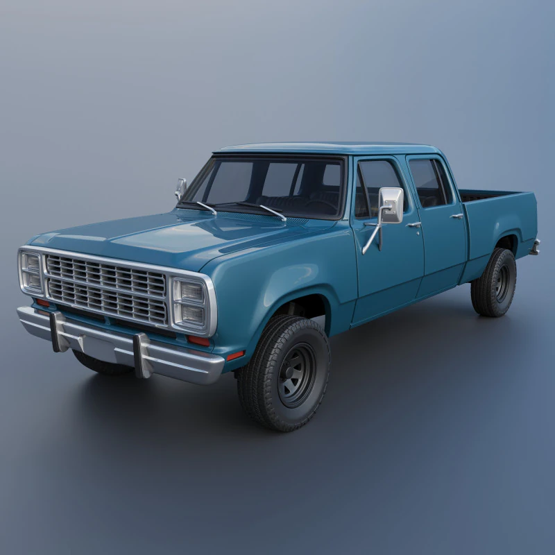 Dodge W200 Crew Cab 1979 3D Print Model .c4d .max .obj .3ds .fbx .stl .blend 