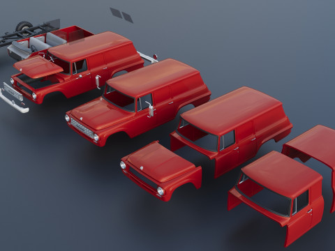 International Travelall Panel 4x4 1964 Modèles 3D en vedette