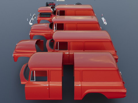 International Travelall Panel 4x4 1964 Modèles 3D en vedette