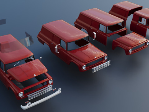 International Travelall Panel 4x4 1964 Modèles 3D en vedette