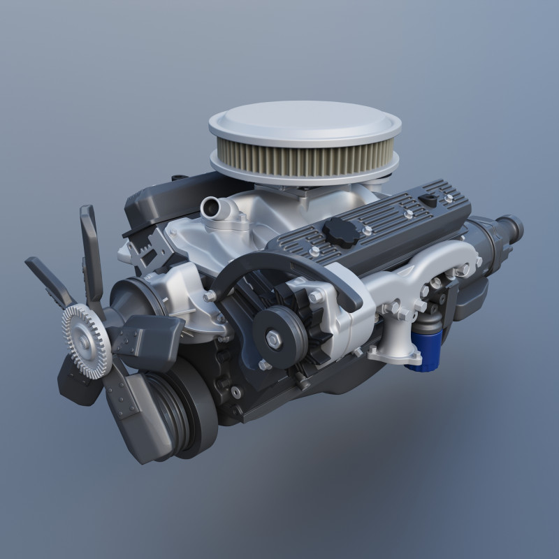 Chevrolet 350 Small Block V8 Modèles 3D en vedette .c4d .max .obj .3ds .fbx .stl .blend 