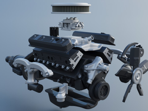 Chevrolet 350 Small Block V8 Modèles 3D en vedette
