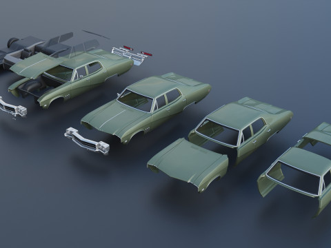 Buick Skylark 4 Door Sedan 1969 3Dプリントモデル