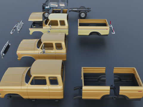 F-250 SuperCab 1974 3D प्रिंट मॉडल