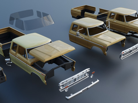 F-250 SuperCab 1974 3D प्रिंट मॉडल
