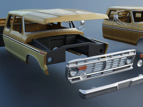 F-250 SuperCab 1974 3D Print Model