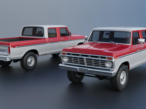 F-250 Crew Cab 1974 3D Print Model