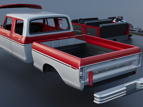 F-250 Crew Cab 1974 Modèles 3D en vedette