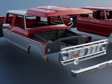F-250 Crew Cab 1974 Modèles 3D en vedette