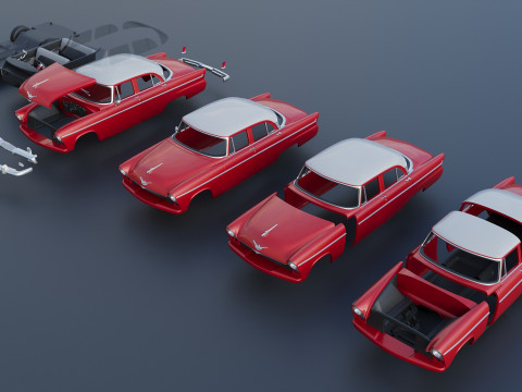 Plymouth Belvedere 4 Door 1955 Modèles 3D en vedette