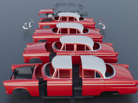 Plymouth Belvedere 4 Door 1955 Modèles 3D en vedette