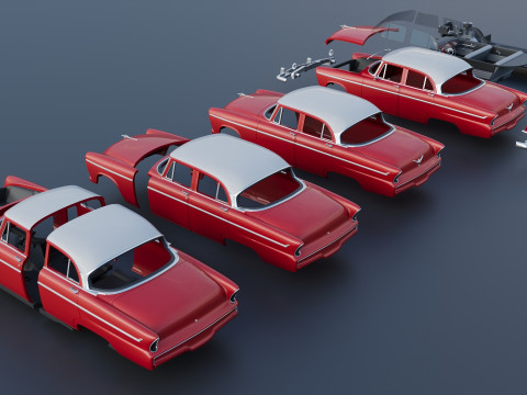 Plymouth Belvedere 4 Door 1955 Modèles 3D en vedette