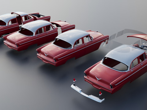 Plymouth Belvedere 4 Door 1955 Modèles 3D en vedette
