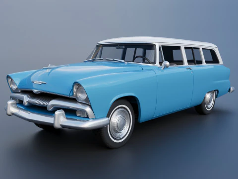 Plymouth Plaza 2 Pintu Pinggiran Kota 1955 Model Cetak 3D