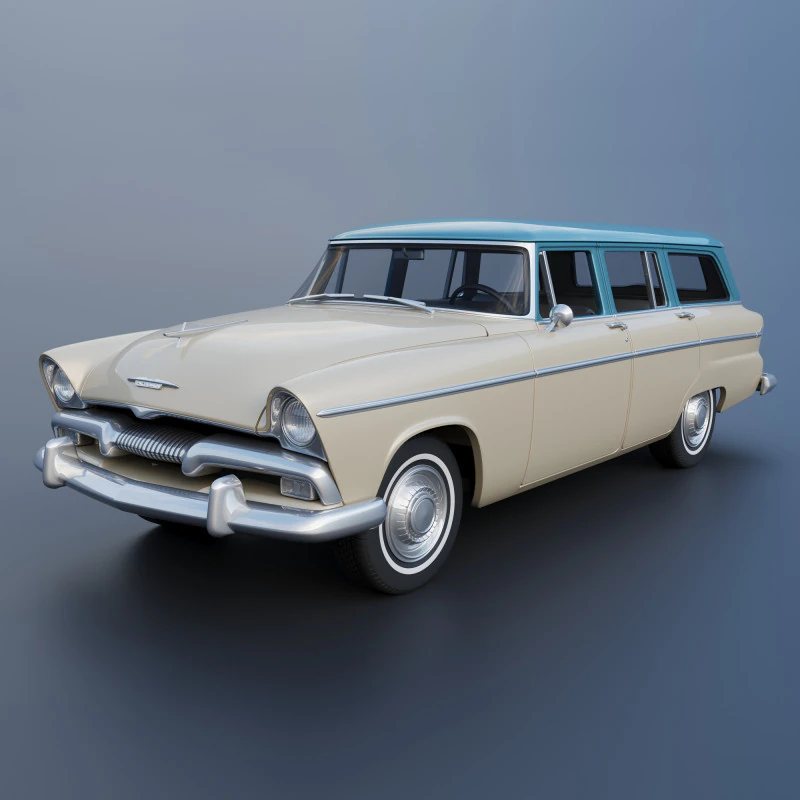 Plymouth Belvedere 4 Door Suburban 1955 3D Print Model .c4d .max .obj .3ds .fbx .stl .blend 
