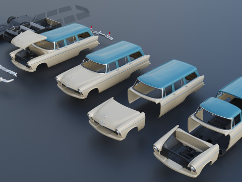 Plymouth Belvedere 4 Door Suburban 1955 3D Print Model