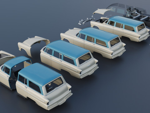 Plymouth Belvedere 4 Door Suburban 1955 3D Print Model