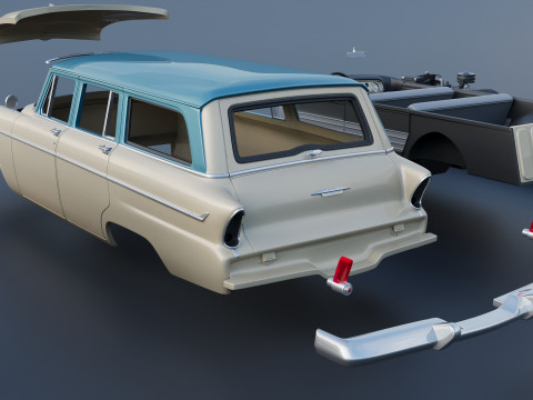 Plymouth Belvedere 4 Door Suburban 1955 3D Print Model