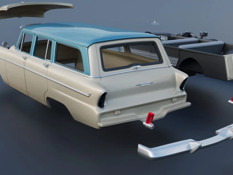 Plymouth Belvedere 4 Door Suburban 1955 3D Print Model