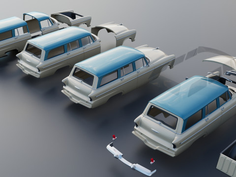 Plymouth Belvedere 4 Door Suburban 1955 3D Print Model