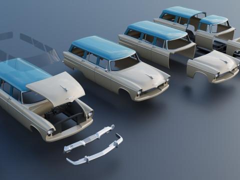 Plymouth Belvedere 4 Door Suburban 1955 3D Print Model