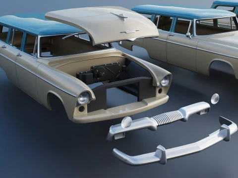 Plymouth Belvedere 4 Door Suburban 1955 3D Print Model