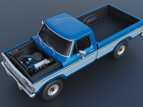 Pickup Truck F-150 1979 Model Cetak 3D
