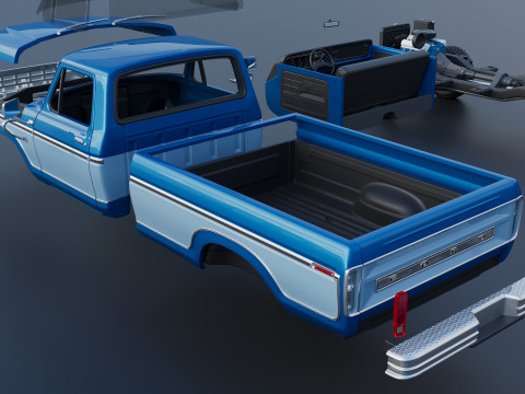 Pickup Truck F-150 1979 Model Cetak 3D
