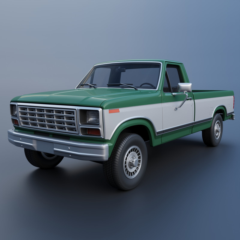 Pickup Truck F-150 Long Bed 1980 3D Принт Модель .c4d .max .obj .3ds .fbx .stl .blend