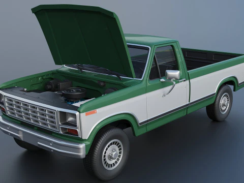 Pickup Truck F-150 Long Bed 1980 3D Print Model