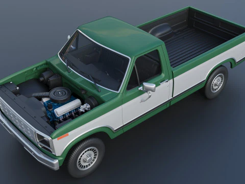 Pickup Truck F-150 Long Bed 1980 3D Print Model
