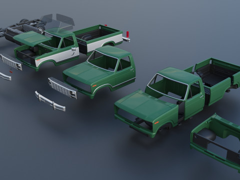 Pickup Truck F-150 Long Bed 1980 3D Принт Модель