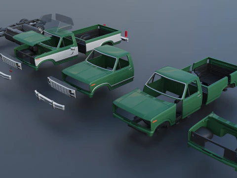 Pickup Truck F-150 Long Bed 1980 3D Print Model