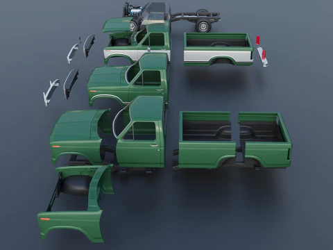 Pickup Truck F-150 Long Bed 1980 3D Print Model